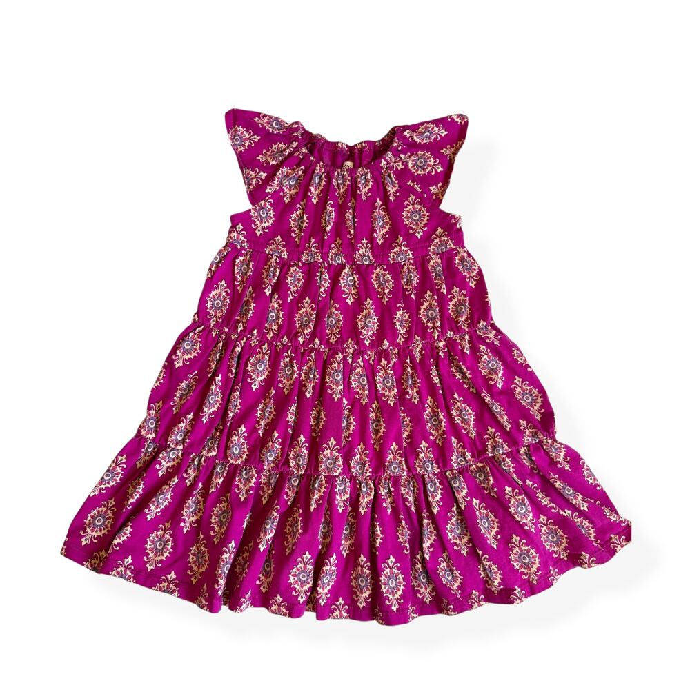 Tea Collection Magenta Flutter Sleeve Tiered Dress 4